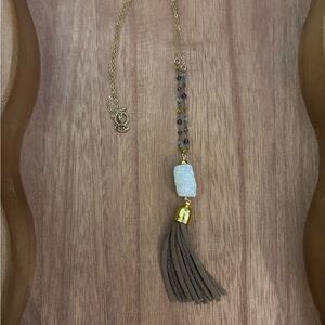 Elegant Gold and Brown Tassel Necklace